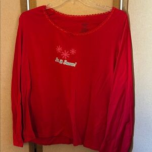 Simply Basic Red Women's Sleep Top with Snowflake Design 3X